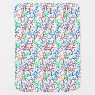 Watercolor Coral Pattern Baby Blanket