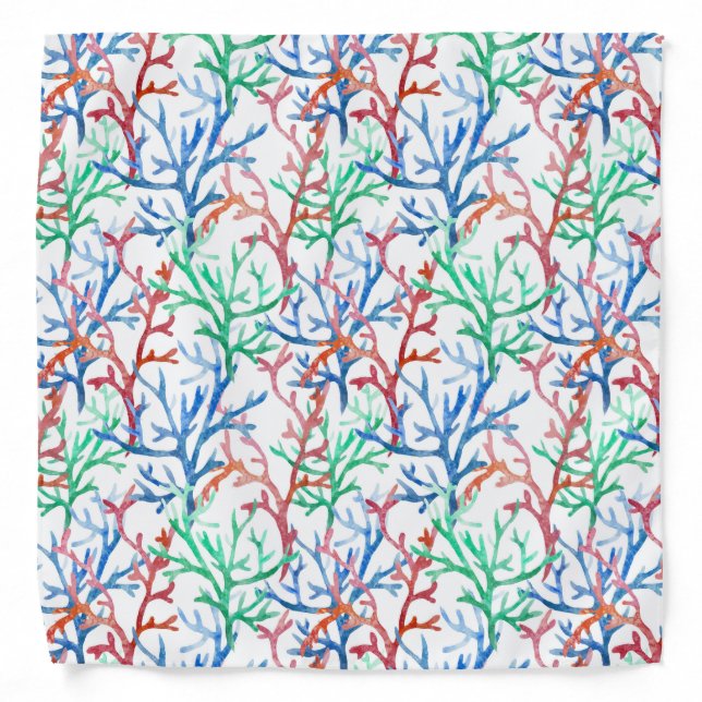 Watercolor Coral Pattern Bandana (Front)