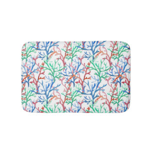 Watercolor Coral Pattern Bath Mat