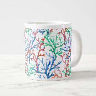 Watercolor Coral Pattern Giant Coffee Mug