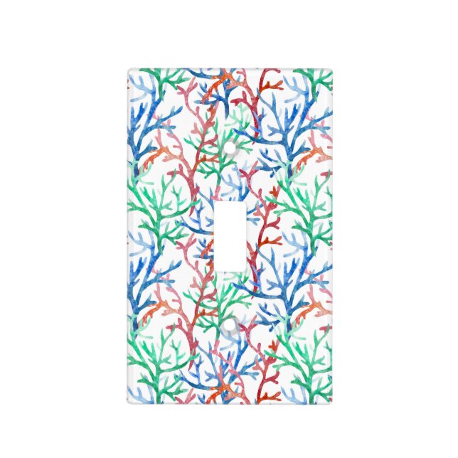 Watercolor Coral Pattern Light Switch Cover (Front)