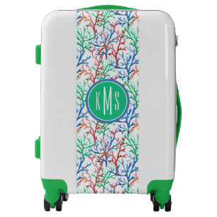 Watercolor Coral Pattern   Monogram Luggage