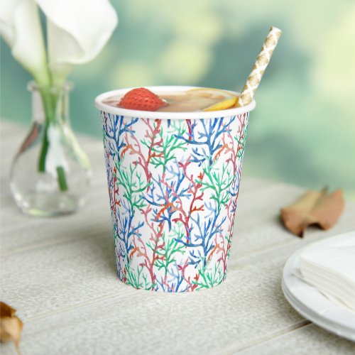 Watercolor Coral Pattern Paper Cups