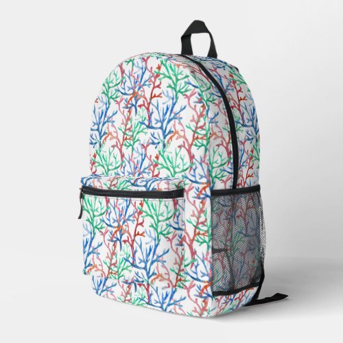 Watercolor Coral Pattern Printed Backpack
