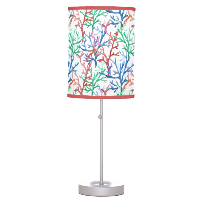 Watercolor Coral Pattern Table Lamp (Front)