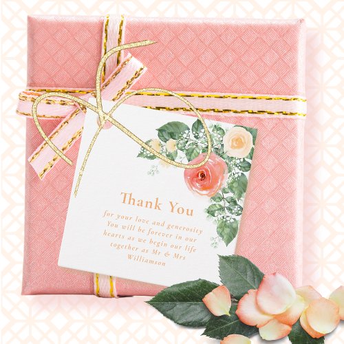 Watercolor Coral Peach Floral Guest Thank You   Favor Tags