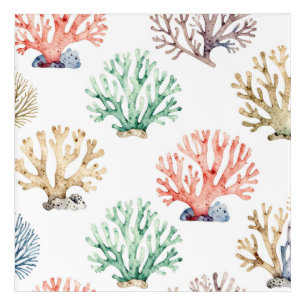 Watercolor Coral Reef Pattern Acrylic Print