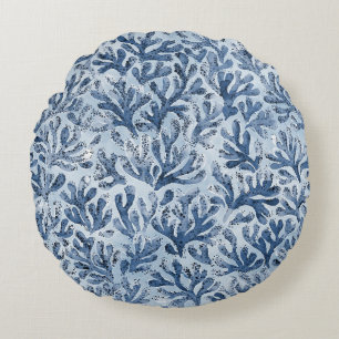 Watercolor Coral Round Pillow