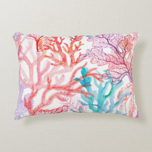 Watercolor corals. Seamless pattern with the under Accent Pillow