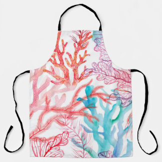 Watercolor corals. Seamless pattern with the under Apron
