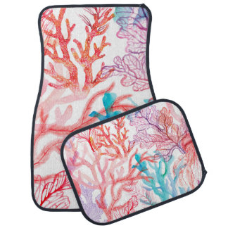 Watercolor corals. Seamless pattern with the under Car Floor Mat