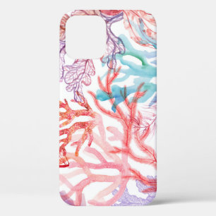 Watercolor corals: underwater world pattern. iPhone 12 case