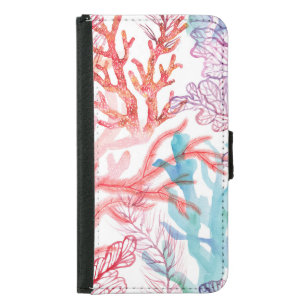 Watercolor corals: underwater world pattern. samsung galaxy s5 wallet case