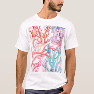 Watercolor corals: underwater world pattern. T-Shirt