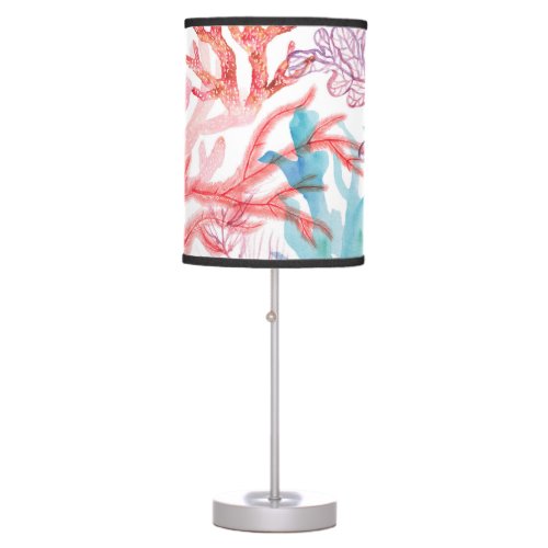 Watercolor corals underwater world pattern table lamp