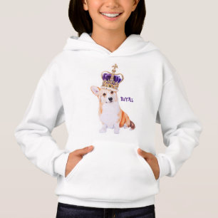 Watercolor corgi dog in the royal crown hoodie