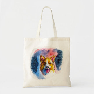 Watercolor Corgi Dog Painting Tote Bag
