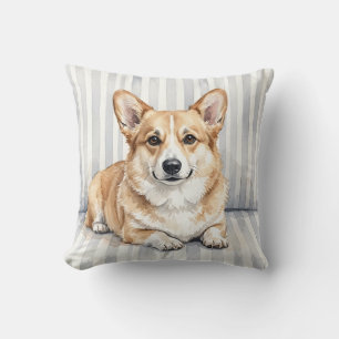 Watercolor Corgi Pillow Cover Throw Decor