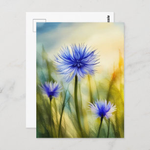 Watercolor Cornflower, Postcrossing  Postcard