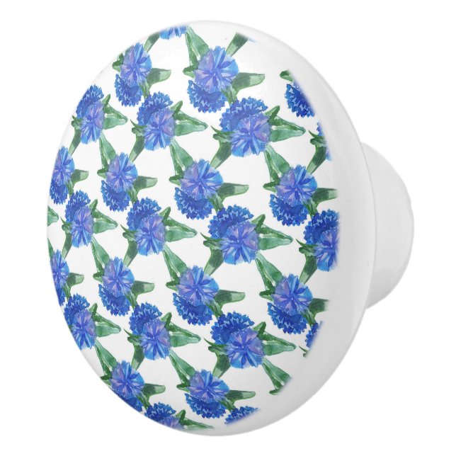 watercolor cornflowers ceramic knob (Right)