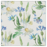 watercolor cornflowers,watercolor chamomile fabric