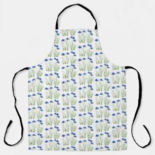 Watercolor Cornflowers Wildflowers Blue Floral Apron