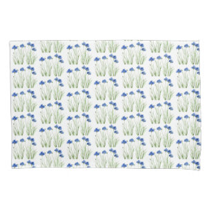 Watercolor Cornflowers Wildflowers Blue Floral Pillow Case