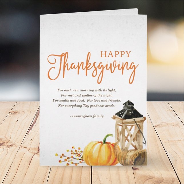 Watercolor Cornucopia Pumpkin Thanksgiving Poem Card (Creator Uploaded)