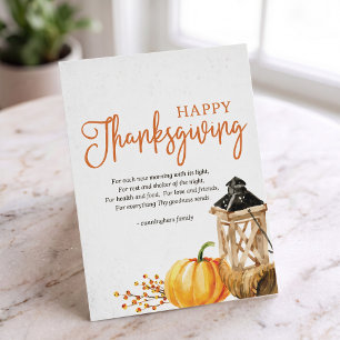 Watercolor Cornucopia Pumpkin Thanksgiving Poem Holiday Postcard