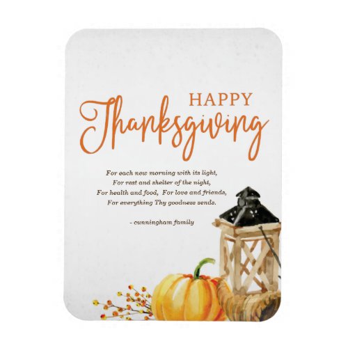Watercolor Cornucopia Pumpkin Thanksgiving Poem Magnet