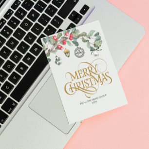 Watercolor Corporate Logo Christmas Business Holiday Card