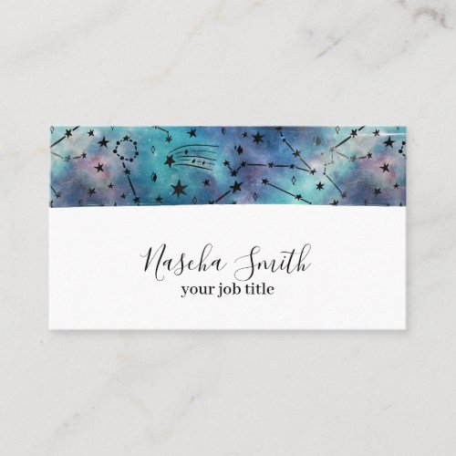Watercolor Cosmic Starry Constellation Modern Business Card