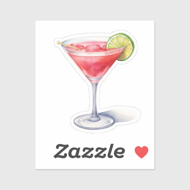 Watercolor Cosmopolitan Cocktail Drink Sticker (Sheet)