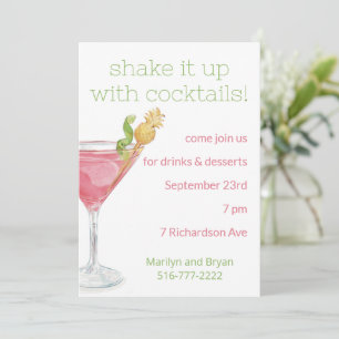 Watercolor Cosmopolitan Cocktail Party Invitation