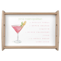 Watercolor Cosmopolitan Cocktail Recipe Serving Tray