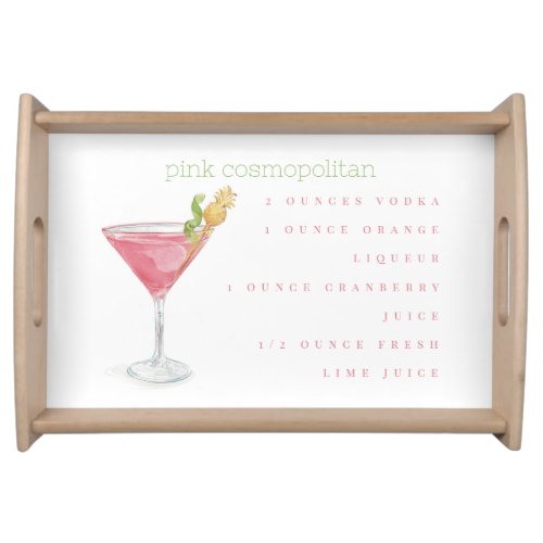 Watercolor Cosmopolitan Cocktail Recipe Serving Tray