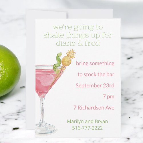 Watercolor Cosmopolitan Cocktail Stock the Bar Invitation