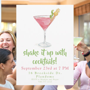 Watercolor Cosmopolitan Shake It Up with Cocktails Invitation