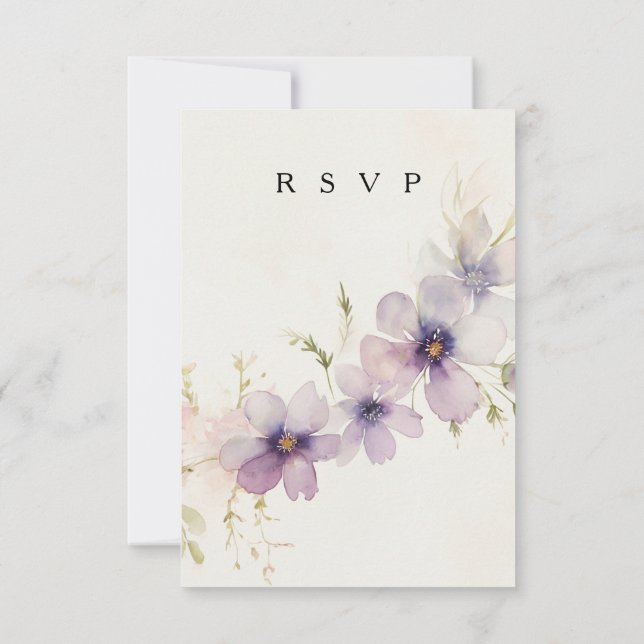 Watercolor cosmos flowers RSVP meal choices Card (Back)