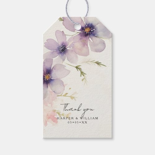 watercolor cosmos flowers thank you  gift tags