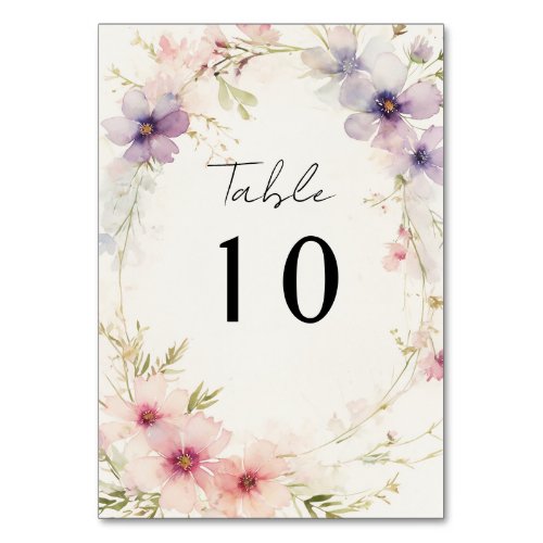 Watercolor cosmos flowers wedding table number