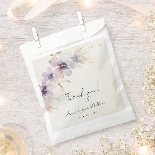 watercolor cosmos flowers wedding thank you favor bag