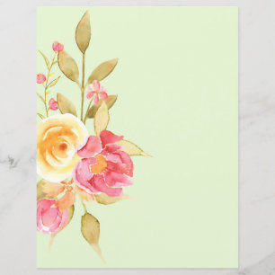 Watercolor Cottage Garden Roses Scrapbook Paper
