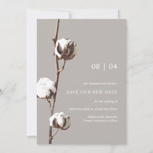 Watercolor Cotton Floral Wedding Postponement Save The Date