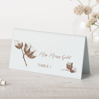Watercolor cotton flower wedding Table Tent Sign