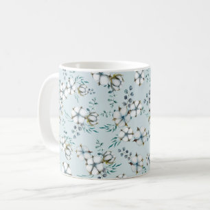 Watercolor Cotton Flowers and Eucalyptus Coffee Mug