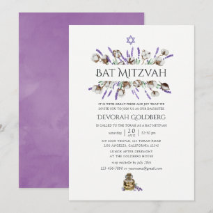 Watercolor Cotton Lavender Bat Mitzvah Invitation