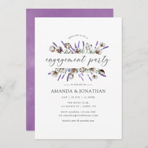 Watercolor Cotton Lavender Engagement Party Invitation