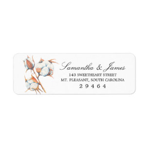 Watercolor Cotton Plant Return Address Label