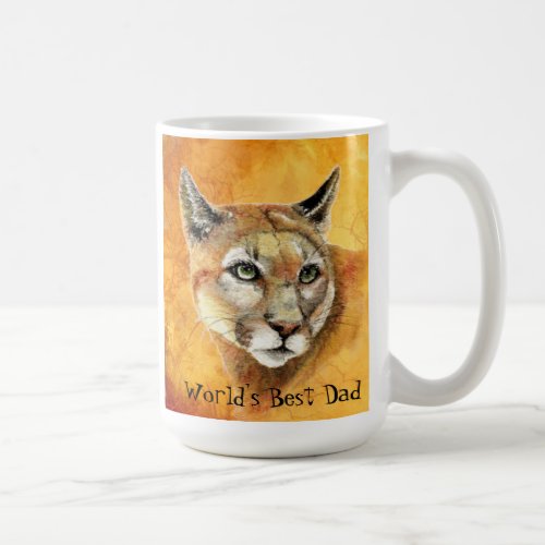 Watercolor Cougar Animal Worlds Best Dad Coffee Mug